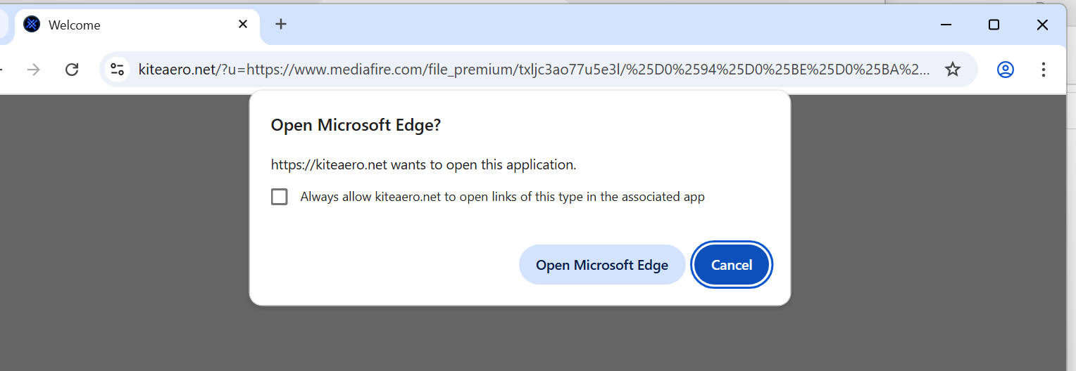 Malware prompting user to open Microsoft Edge browser