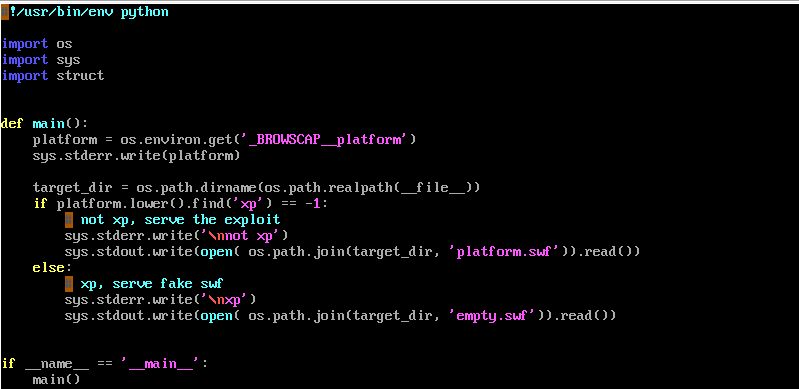 The XP filter Python script. The comments were written by Hacking Team.