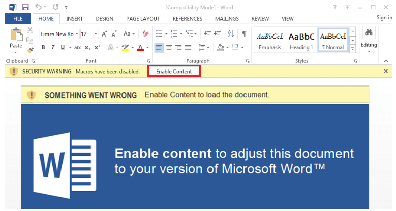 Macro-embedded Microsoft Word document