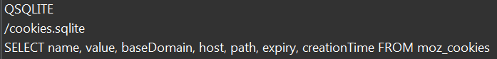 SQLite is used to retrieve and steal cookies