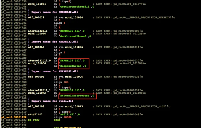 process terminating code