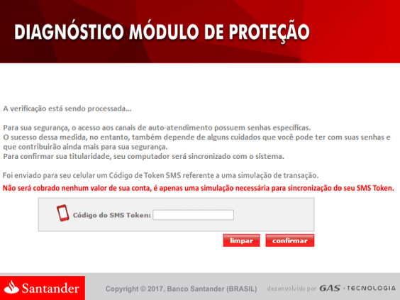 Santander Bank message