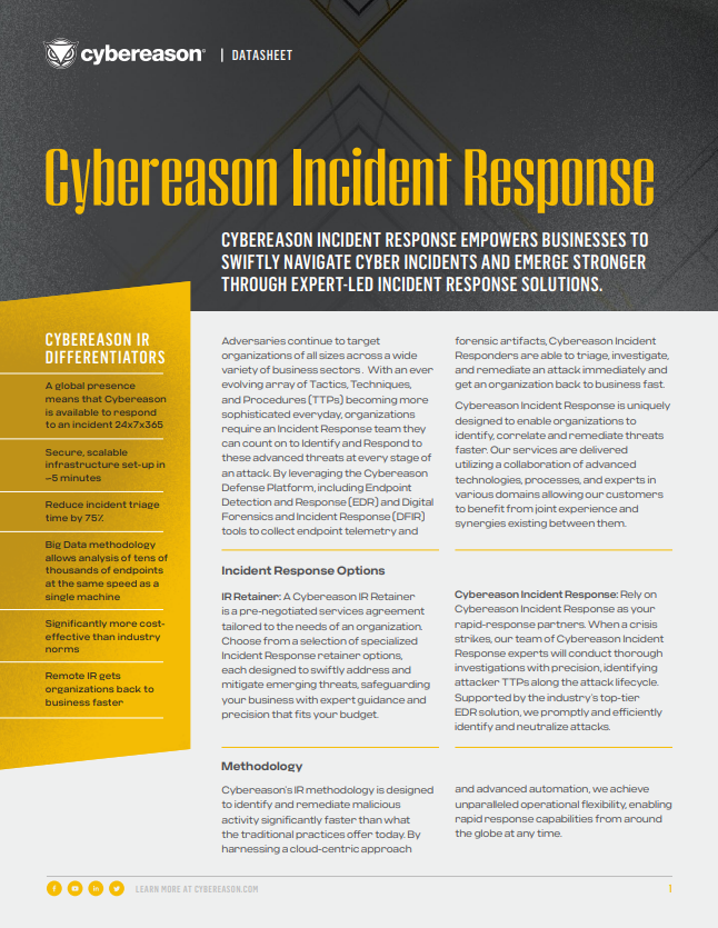 Incident Response Datasheet